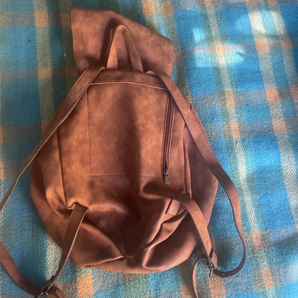 Brown Leather Drawstring Backpack - Picture 2 of 3